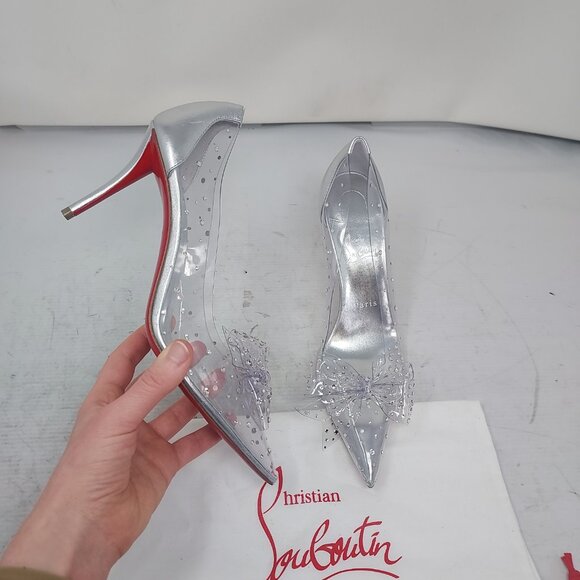 CL Jelly Strass Flats Pvc Iridescent Nappa Leather And Strass Silver